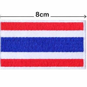 Parche bordado con la bandera de Tailandia / Aplique termoadhesivo (5 cm x 8 cm)