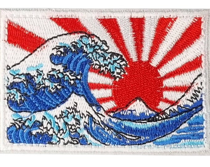 Great Wave and Rising Sun Japanese Embroidered Patch