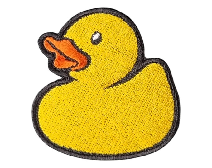 Cute Yellow Duck Patch – Embroidered Iron-On Patch for Jackets, Backpacks, Hats, or DIY Crafts – Kawaii Rubber Ducky Applique