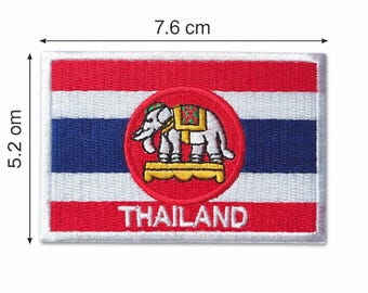 Thailand Flag Patch with Royal White Elephant – Embroidered Iron-On