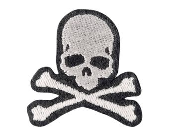 骸骨模様のドクロ - ピンク - キラキラ - 刺繍入りアイロンパッチ 