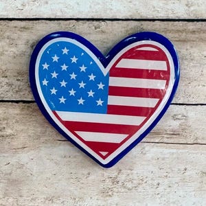 Heart American Flag  Badge Reel; Retractable Badge Reel; Patriotic 4th of July; Independence Day; Badge Holder; Gift for nurses