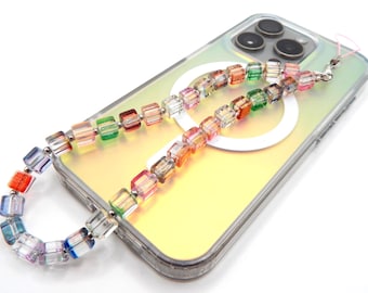 Beaded Phone Charm | Handmade Colourful Bead Phone Wrist Strap | Phone Gift for Women