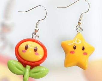 Gamer Style Earrings: Mismatched Star & Power-Up Jewellery