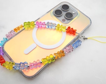 Gummy Bear Phone Charm | Cute Kawaii Phone Strap | Colourful Beaded Charm | Y2K Phone Accessory | Gift for Teen Girl