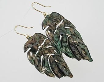Large Acrylic Leaf Drop Earrings - Nature Inspired Statement Jewellery