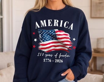 Sweat-shirt 250e anniversaire des États-Unis, col ras du cou patriotique du 4 juillet, États-Unis 1776-2026