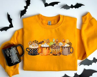 Maglietta "Zuppa Spice Latte", "Nightmare Before Coffee", "Maglietta di Halloween con scritta" e scritta "Caffè Lover", "Maglietta di Halloween con scheletro", "Maglietta autunnale con caffè"