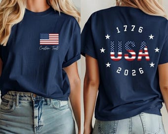 Custom 250th Anniversary Shirt America 1776 2026 Shirt Personalized Patriotic Shirt Custom Name Patriotic Tee We The People USA Flag Shirt