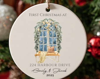 Neues Zuhause Ornament, Neues Zuhause Ornament 2023, Unser erstes Weihnachten in unserem Neuen Zuhause, Weihnachtsbaum Ornament, Adresse Ornament