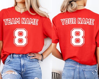 Benutzerdefinierte Sport-Shirt, Vorderseite Rückseite Name und Nummer Shirt, Sport-T-Shirts, Ihre Team-Shirts, personalisiertes Sport-Shirt, kundenspezifische Textnummer T-Shirts