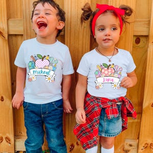 Chemise personnalisée pour la rentrée des classes avec prénom pour enfant, t-shirt premier jour d'école pour tout-petits, chemise maternelle avec nom, tenue pour la première journée d'école