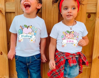 Custom Kids Name Back To School Shirt Shirt, Toddler First Day of School Tee Kindergarten Shirt With Name, First Day School Outfit
