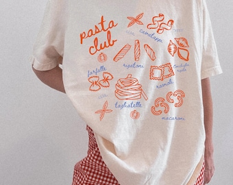 Pasta Shirt, Food Tshirt, Foodie Shirt, Pasta Lover Gift, Italian Girls, Pasta Club, Pasta Shapes, Retro Graphic Tee, Grandma Chic
