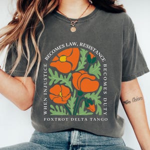 Subtiel anti-Trump shirt, Foxtrot Delta Tango T-shirt, Anti MAGA FDT shirt, democraat feministisch shirt, democratisch cadeau, bloem anti Trump shirt