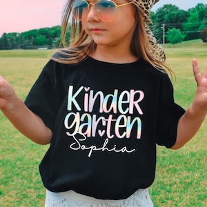Personalized Kindergarten Tshirt Girls Boy Custom Kids Name Back To School Shirt Toddler Kid Kindergarten Shirt With Name Kindergarten Gift