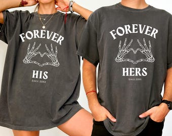 Bijpassend Halloween-shirt voor koppels, Forever Hers & His, Halloweencadeau voor hem/haar, huwelijksreisoutfit, huwelijkscadeau oktober