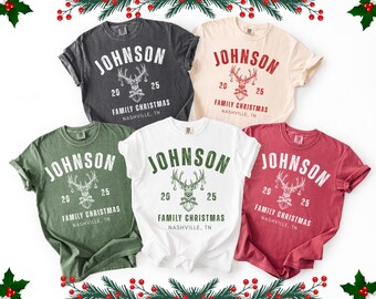 Rentier Familie Weihnachten Shirt, personalisierte Weihnachten Familie Shirt, benutzerdefinierte Familien Name T-Shirt, lustige Weihnachten T-Shirt, Geschenk für Weihnachten, Weihnachtsgeschenk