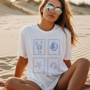 Comfort Colors® Sea Shells 90s Vintage Style Tshirt, Retro Y2k Ocean Shell Shirt, Sea Lovers Shirt, Summer Ocean Shirts, Cute Sea Animal Tee