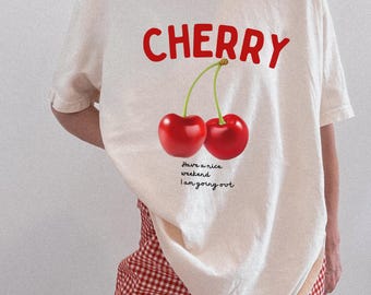 Cherry Shirt, Cherry Tee, Fruit tshirt, Summer Shirt, Food lover gift, Foodie, Cherry Lover Gift, Retro Cherry Shirt, Cherries Tee