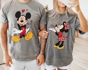 Comfort Colors® Personalized Lover Mickey and Minnie Shirt Valentine Gift Disney Couple Disney Matching Tee Disney Lover Valentines Day Gift