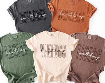 Comfort Colors Custom School Mascot Tshirt, School Logo Shirt, Team Mascot Name Tee, Custom Name Gifts For Back To School, Custom Sports