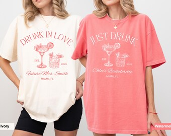 Drunk in Love Bachelorette Party Shirts, Custom Bach Tshirts, Social Cocktail Club Themed, Luxury Bachelorette Merch, Bridal Party Gifts