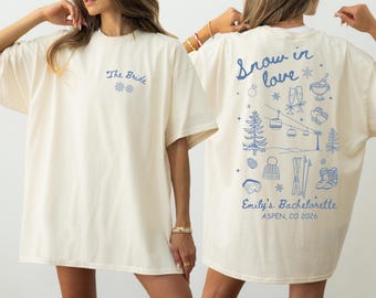 Winter Bachelorette Party Shirts Comfort Colors, Apres Ski Bachelorette, Snow In Love Tee, Aspen Snow Bach, Skiing Bridal Gift, Icy Wifey