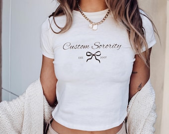 Custom Coquette Sorority Shirt Y2k Baby Tee, Sorority BabyTee, Y2k Sorority, Sorority Tops, Sorority Crop
