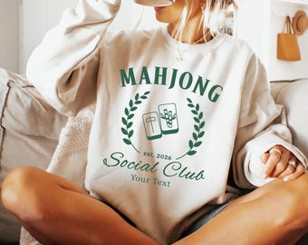 Custom Mahjong Social Club Sweatshirt, Mahjong Gift, Personalized Mahjong Shirt, Gift for Mahj, Lover Mahjong Social Club