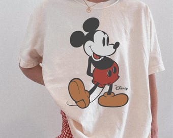 Camiseta de Mickey con colores cómodos, camisetas lindas de Mickey, camiseta retro de Mickey, camiseta de ratón, camiseta de vacaciones familiares, viaje familiar, regalo para amantes de Mickey