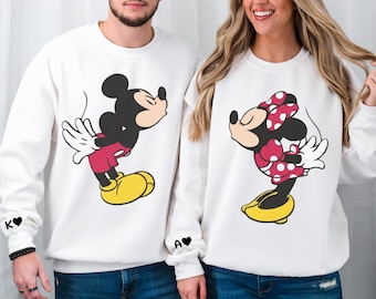 Custom Lover Mickey and Minnie Sweatshirt, Valentine Gift Hoodie, Disney Couple Disney Matching Sweater, Disney Lover Valentines Day Sweater