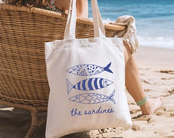 Sardines Tote Bag Tinned Fish Tote Bag Sardines Tote Fisherman Bag Foldable Canvas Tote bag Beach Lover Tote Ocean Fisherman Canvas Tote