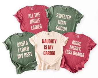 Lustige Weihnachts-T-Shirts, Individuell passende Weihnachtsfeier-T-Shirts, Comfort Colors® Weihnachtsgruppen-T-Shirts, personalisierte Weihnachts-T-Shirts