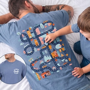 Comfort Colors® Tired Dads Club Shirt, Construction Dad Shirt, Play Cars On Dads Back, Mat Road Car Race Track Shirt, Father's Day Gift