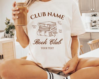 Gepersonaliseerde T-shirts van Comfort Colors®Book Club, op maat gemaakt leesgrage shirt, gepersonaliseerd cadeau voor boekenliefhebbers, shirts van de leesclubgroep, shirt boekenwurm
