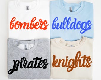 Custom School Mascot, Team Name Sweatshirt, Personalized Team Name Sweater,  School Spirit Shirt, Football Mom