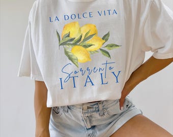 Camiseta de Italia, camiseta Sorrento Italia Limón para mujer, Costa Amalfitana, camiseta de Italia, camiseta Comfort Colors Limón, camiseta Limoncello, camiseta de viaje a Italia