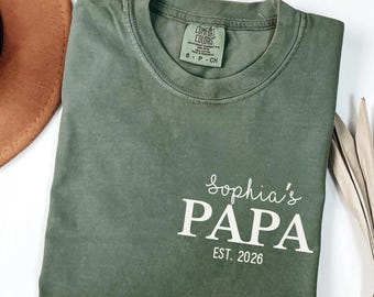 Chemise papa personnalisée Comfort Colors® avec prénom, t-shirt papa, cadeau pour papa, papa avec prénom, fête des pères, cadeau de Noël pour papa
