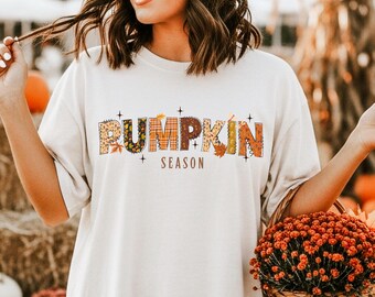 Maglietta Comfort Colors® Pumpkin Season, maglietta autunnale, maglietta del Ringraziamento, maglietta autunnale con zucca