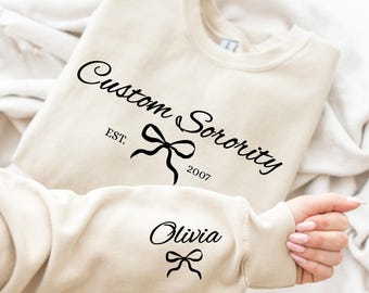 Custom Sorority Sweatshirt for Besties, Sorority Merch Custom,Custom Girl's Trip Sweatshirt, Coquette Bow Sweater, Besties Gifts For Her