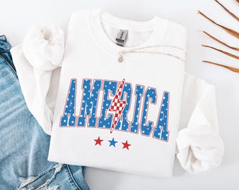 American Girl Shirt, USA Est 1776 Shirt, Girly 4th of July Shirt, Patriotic Women Shirt, USA Shirt, Red White and Blue, American Sweatshirt
