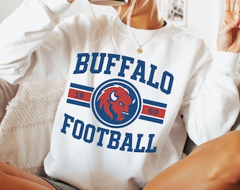 Buffalo Football Crewneck Sweatshirt, Vintage Fan Gifts for Game Day, Trendy Sports Apparel, Unisex Buffalo Sweatshirt, Football Fan Gear