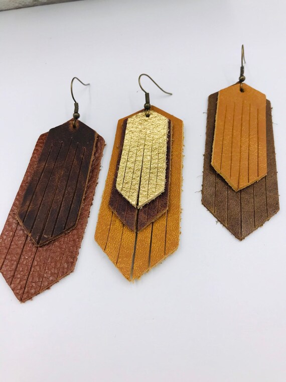 Leather Earrings-Leather Teardrop Earrings-Joanna Gaines Inspired-Pre-Cut Earrings-Diy Craft Supplies