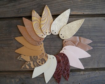 Leather Earrings-Leather Teardrop Earrings- Rustic Boho Chic -2.5"Pre-Cut Earrings-Diy Craft Supplies