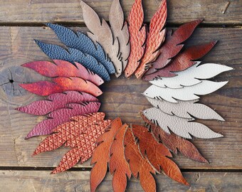 Leather Earrings-Leather Leaf Earrings-Rustic Boho Chic- 2.75"-4"  Pre-Cut Earrings-Diy Craft Supplies- Tropical Leaf Shape
