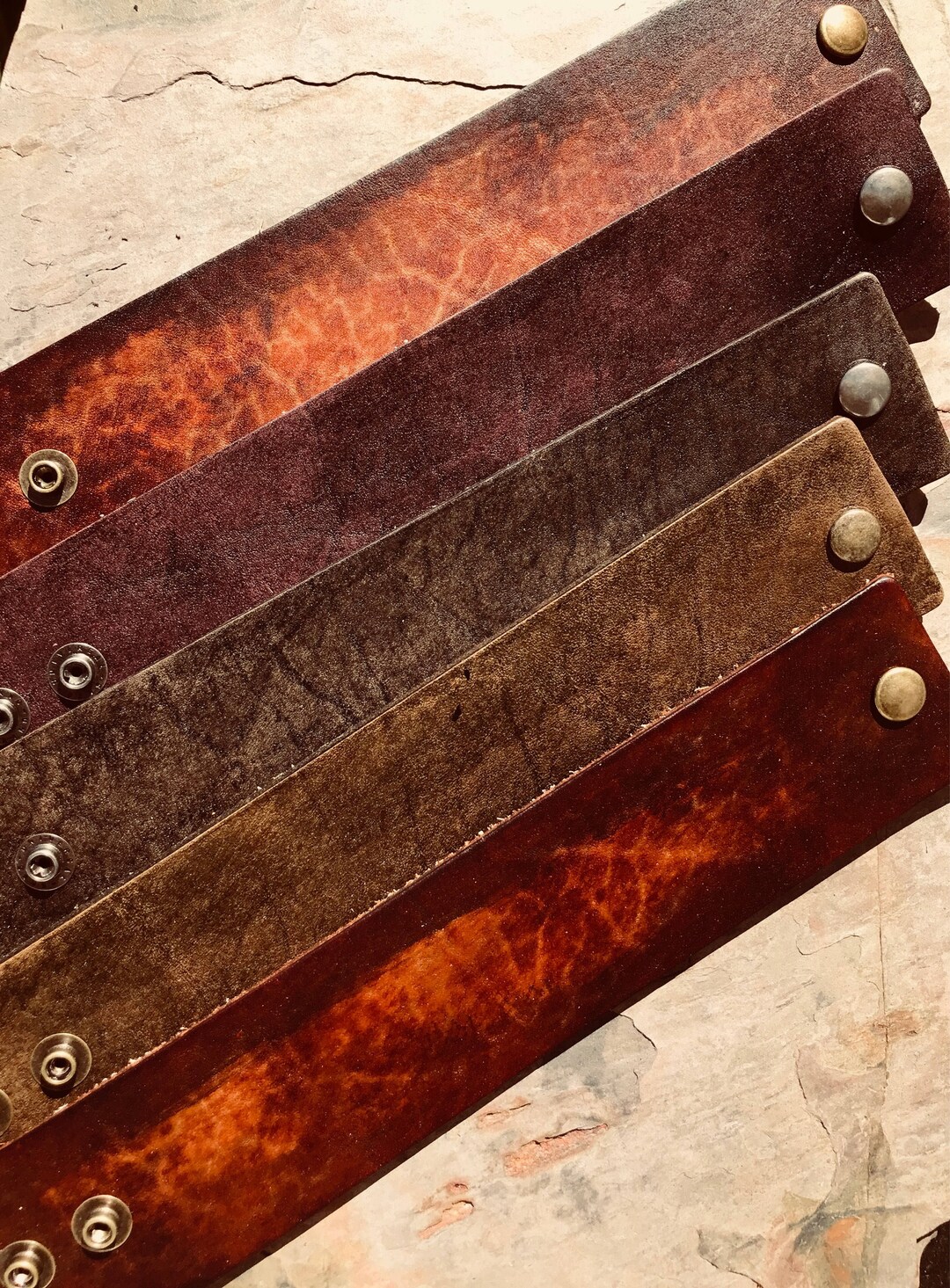 Leather Cuff Blank 1 1/2 Distressed Brown, Soft Leather, Hand Rubbed