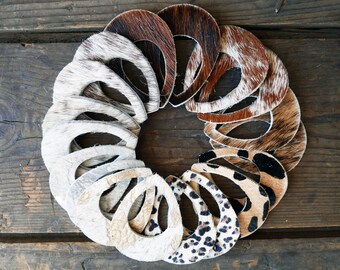 Cowhide Leather Earrings-Leather Teardrop Earrings-Rustic Boho Chic- 2"  Pre-Cut Earrings-Diy Craft Supplies