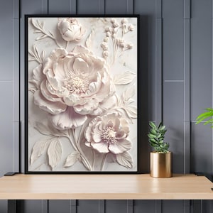 Poster + Postkarte: 3D Pfingstrosen Poster | Digitale Wandkunst | Blumen Poster Druckvorlage | Wanddeko | Digitaler Download | Wandbild