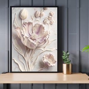 Poster + Postkarte: 3D Tulpen Poster | Digitale Wandkunst | Blumen Poster Druckvorlage | Wanddeko | Digitaler Download | Wandbild
